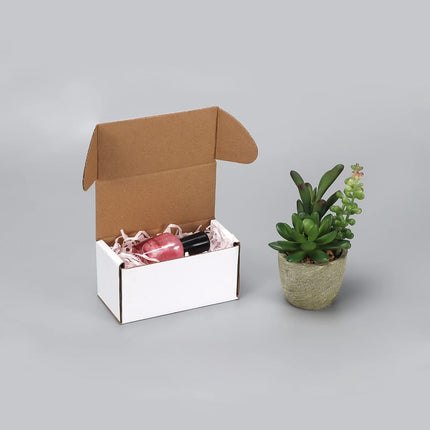 HORLIMER Set of 50 Small Corrugated Cardboard Mailing Boxes for Books (White, 4.6 x 2.2 x 2.2 inches)