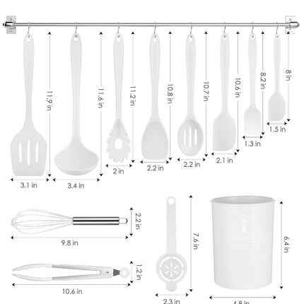 Kitchen Utensils Set-12 Pieces Silicone Cooking Utensils Set (Dishwasher Safe) 392°F Heat Resistant Spatula Set,Kitchen Utensil Set for Nonstick Cookware,Best Kitchen Tools with Holder