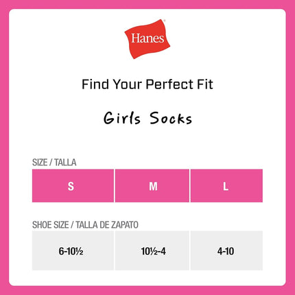 Hanes Girls' Uniform, Plain, Knit Crew Socks for School Or Play, 10-Pairs, Navy, 10.5-4