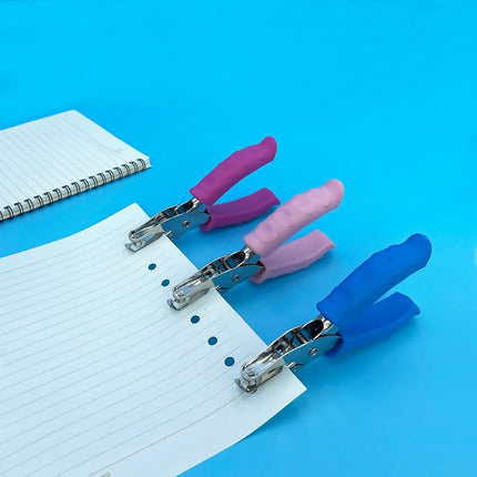 Single Hole Punch 1/4” Hole Puncher for Crafts, One Hole Paper Punch with Blue Soft Grip Handle, Small Hole Punch for Kids and Adults, Handheld Circle Punch for Paper Crafts in Home, Office, Classroom