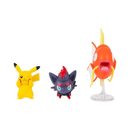 Pokémon Battle Figure 3 Pack - Features 2-Inch Pikachu and Zorua and 3-Inch Magikarp Battle Figures