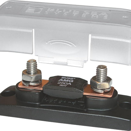 Blue Sea Systems 5001 MEGA/AMG Fuse Block with Cover, 100-300 Amp, 32V DC, 4.07" x 1.5"