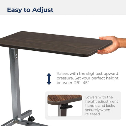 Drive Medical Non Tilt Top Overbed Table, Chrome