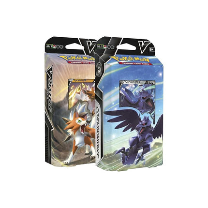 Pokémon TCG: V Battle Deck Bundle - Lycanroc vs. Corviknight (2 x 60 Card Ready to Play Decks & extra cards)