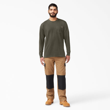 Dickies Men's Long Sleeve Heavyweight Crew Neck T-Shirt, Moss Green, 2T