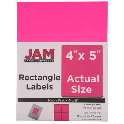 JAM PAPER Shipping Labels - Quarter Page - 101.6 x 127 mm (4" x 5") - Neon Pink - 120/Pack