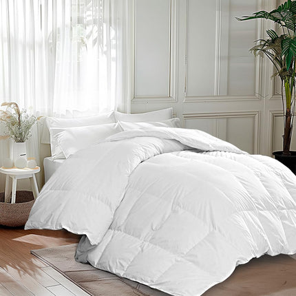 Edredón de plumas de ganso blanco de tamaño king de Martha Stewart, edredón de fibra ultrasuave 100% algodón, tamaño king, edredón hipoalergénico de lujo de hotel de 95 oz, calidez extra para todas las estaciones, 106 x 90 pulgadas