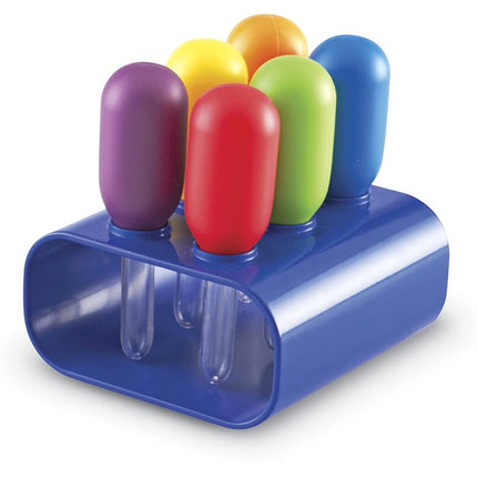 Learning Resources Jumbo Colorful Eyedroppers - Set of 6 with Stand, Ages 3+, Science Class Tools, Preschool Science, Sensory Accessories,Droppers for Kids, Back to School Supplies