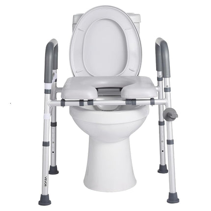 VEVOR Raised Toilet Seat with Arms, 181 kg Load Capacity, Adjustable Height and Width, Commode Cushion Padded Elevated Toilet Seat Riser with Handles for Seniors, Elderly, Handicap, Disabled, Adults