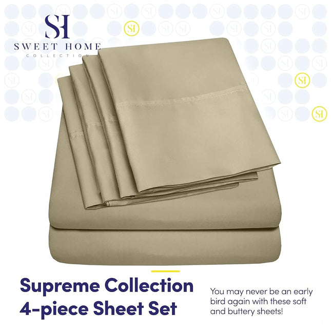 Sweet Home Collection 6PC-SHT-T-SGE 4-Piece 1500 Thread Count Egyptian Quality Deep Pocket Bed Sheet Set-1 Extra Pillow Case, Great Value