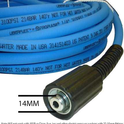 UBERFLEX™ Kink Resistant Pressure Washer Hose 1/4" x 50' 3,100 PSI with (2) 22MM