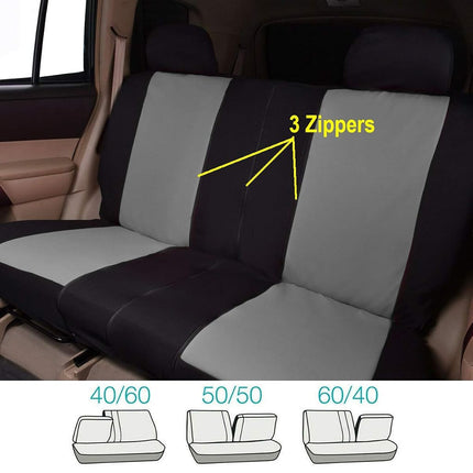 Flying Banner 9 PCS Car Seat Covers Full Set | Universal fit Most Car,Truck,SUV and Van | Breathable Composite Sponge Inside Airbag Compatible | Gray and Black Polyester Fabric 035-Style