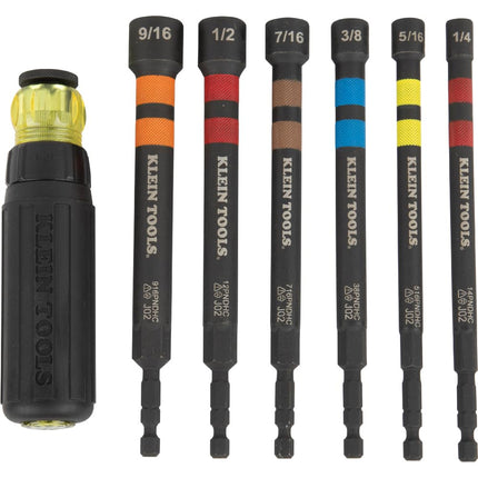 Klein Tools 38PNDHC 3/8-Inch Magnetic Color-Coded Power Nut Driver, SAE, Impact-Rated Hollow Nut Driver with 5-Inch Extended Reach Shaft