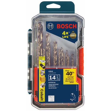BOSCH CO14 14-Piece Cobalt Metal Drill Bit Set
