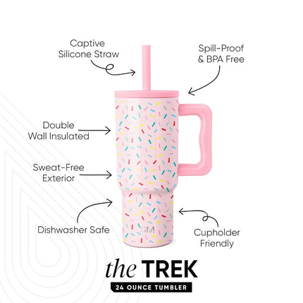 Simple Modern Kids 24 oz Tumbler with Handle and Silicone Straw Lid | Spill Proof and Leak Resistant | Reusable Stainless Steel Bottle | Gift for Kids Boys Girls | Trek Collection | Confetti