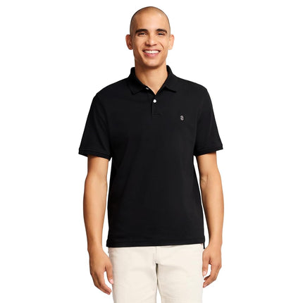 IZOD Men's Short Sleeve Interlock Polo Shirt, Blac
