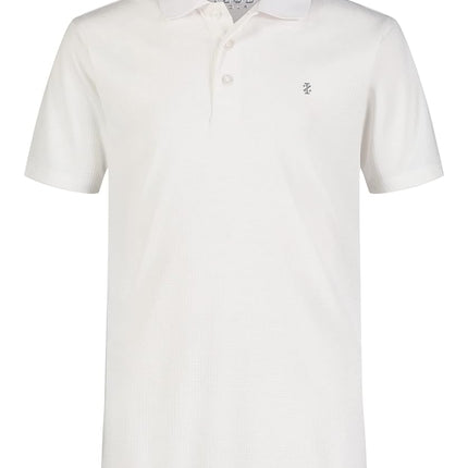 IZOD Boys' Performance Golf Grid Short Sleeve Stretch Collared Polo Shirt, White, 4