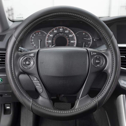 Motor Trend SW-808-WH White Steering Wheel Cover-Dotted Comfort Polyester Grip on Stitched Synthetic Leather
