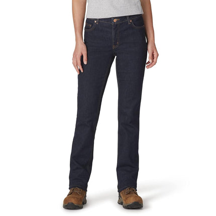 Dickies Women's Perfect Shape Denim Jean-Straight Stretch, Rinsed Indigo Blue, 8
