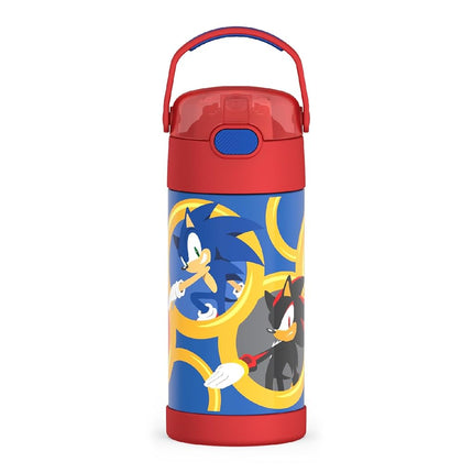 Thermos FUNTAINER Water Bottle with Straw - 12 Ounce - Kids Stainless Steel Vacuum Insulated Water Bottle with Lid, Sonic The Hedgehog