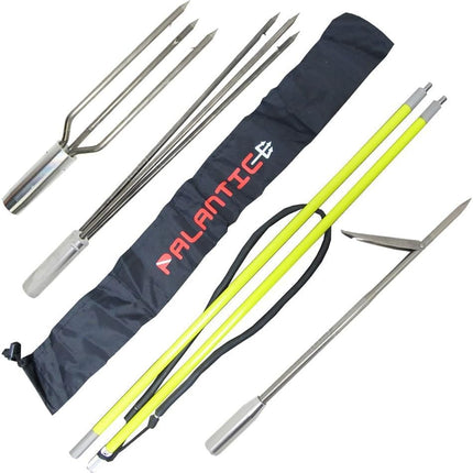 Scuba Choice Spearfishing 5' Fiberglass Travel Hawaiian Sling Pole Spear - 2-Piece with 3 Tips Set (12" Paralyzer & Lionfish Tip) | Durable Lightweight, Includes Black Rubber Carry Bag