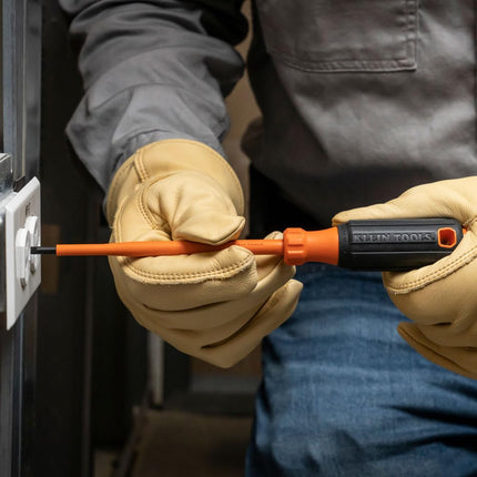 Klein Tools Insulated Screwdriver, 1/4-Inch Cabinet Tip, 6-Inch Shank