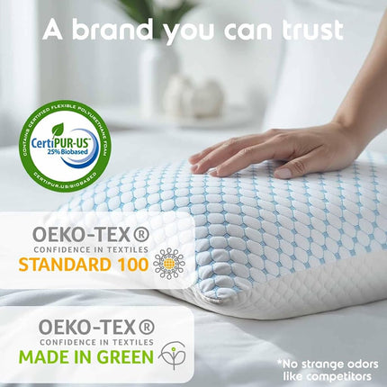 Nestl Cooling Pillows King Size, Gel Infused Shredded Memory Foam Pillow, Adjustable for Sleeping, Breathable Washable Cool Bed Cover, 20”x36”