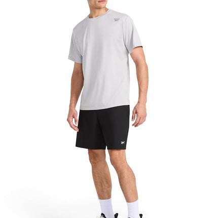 Reebok Apparel Men's Jumpstart 8” Short, Standard Fit, Lightweight Poly Fabric, Black, Medium