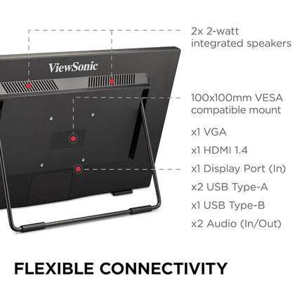 ViewSonic TD2465 24-inch Frameless Touch Monitor, FHD 1080p, with 10 Points PCAP, HDMI, USB, DisplayPort, Palm Rejection