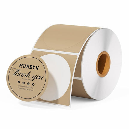 MUNBYN 2 Inch Brown Circle Thermal Sticker Labels,