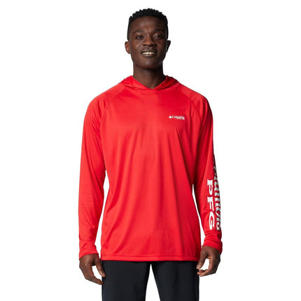 Columbia Men's Terminal Tackle Hoodie, Red Spark/White Logo, Medium