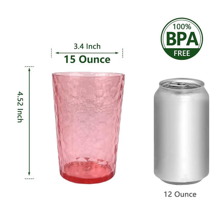Yanglonghui 24-Ounce Plastic Tumblers (Set of 8), Reusable Plastic Mugs, BPA-Free Acrylic to Drink Mugs, Shatter Resistant, Textured Interior, Dishwasher Safe (Multi Color, 15 Ounce)