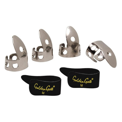 Golden Gate GP1-3B Thumb & Finger Pick Pack – Stainless Steel/Black – Medium
