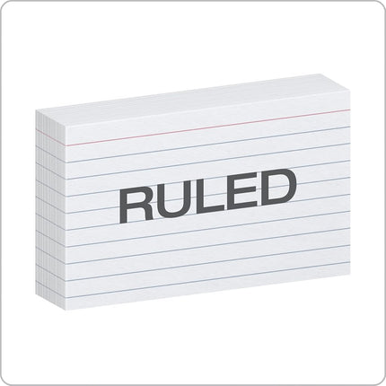Oxford Index Cards, 3 x 5 Inches, White, Lined on Front, Blank on Back, Flashcards for School and Studying, Recipe Note Cards, 500 Count (5 Packs of 100) (40176)