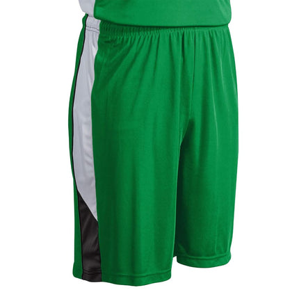 Champro Men's Rebel Adult Polyester Basketball Short, Kelly Green, Black, White, Small