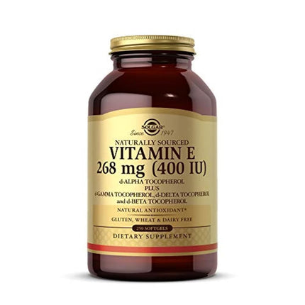 Solgar Natural Source Vitamin E 268 mg (400 IU) Softgels - Pack of 250 - Protects Cells from Oxidative Stress - Immune System Support - Vegan and Gluten Free