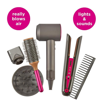 Casdon Dyson Toys. Supersonic and Corrale Deluxe Styling Set. Toy Straightener and Hairdryer with Real Function. Features Interactive Lights and Sounds. For Children Aged 3+