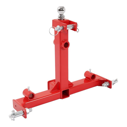 ALMULOO Attelage 3 points pour tracteurs de catégorie 1, capacité de 1360 kg avec attelage de remorque de 5 cm, boule d'attelage de 4,76 cm, rotules d'attelage, rouge