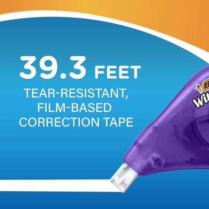 Cinta Correctora BIC Wite-Out Brand EZ Correct, de Aplicación en Seco, Paquete de 18, Dispensador Transparente que Muestra la Cantidad de Cinta Restante