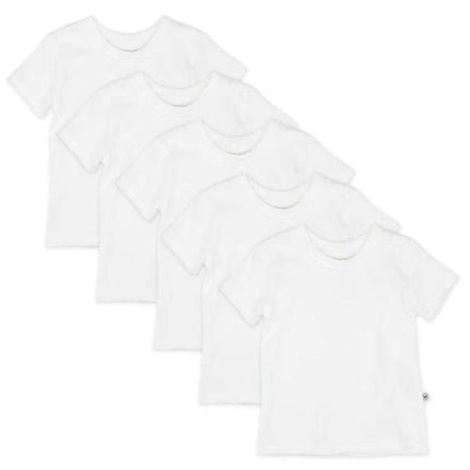 HonestBaby Multipack Short Sleeve T-Shirt Tee 100% Organic Cotton Infant Baby, Toddler, Little Kids Boys, Girls, Unisex, 5-Pack Bright White, 12 Months