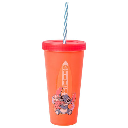 Silver Buffalo Lilo and Stitch Surfboard Floral Pose Set 24oz. 4 Pack Color Change Plastic Tumbler