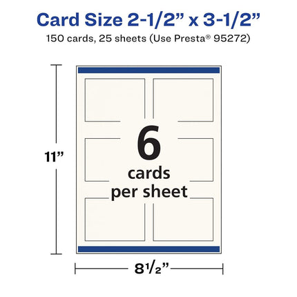 Avery Printable Rectangle Business Cards with Sure Feed Technology, 2.5" x 3.5", Ivory Cardstock, Print-to-the-Edge, Laser/Inkjet Cards, 150 Total