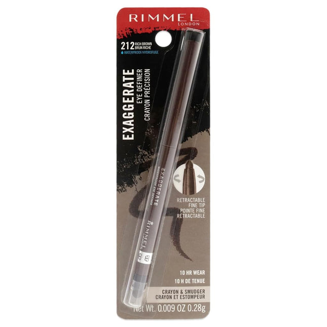 Rimmel London Exaggerate Eye Definer Waterproof - 212 Rich Brown For Women 0.009 oz Eyeliner