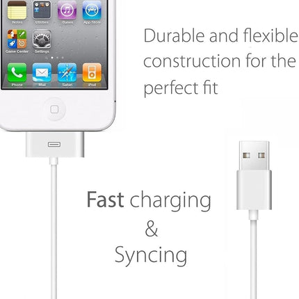 Apple MFi Charging and Sync Cable for iPhone 4/4S, iPad 1/2/3, iPod Classic/Touch/Nano