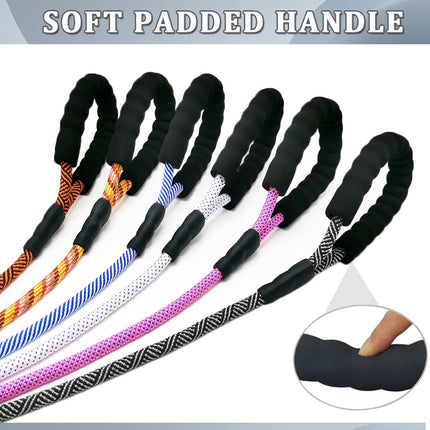 MayPaw Heavy Duty Rope Dog Lead, 3/4/6/7/8/10/12/15 FT Nylon Pet Leash, Soft Padded Handle Thick Lead Leashes for Large Medium Dogs Walking Jogging (Pink-blue Dot, 1/2" * 10')