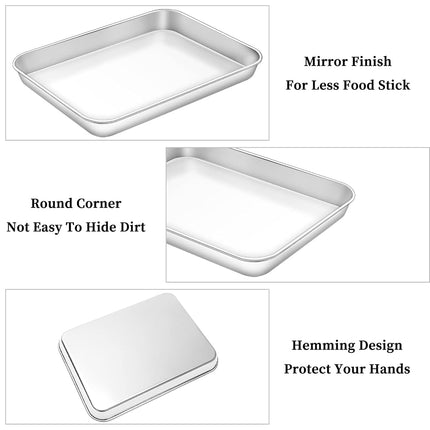 Deedro Stainless Steel Baking Sheet & Rack Set [2 Sheets + 2 Racks], 9.33 x 7 x 1 Inch, Heavy Duty, Non-toxic, Easy Clean