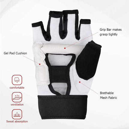 Punch Bag Training Gloves, LangRay Taekwondo Karate Gloves for Sparring Martial Arts Boxing Training for Adults and Kids,White S