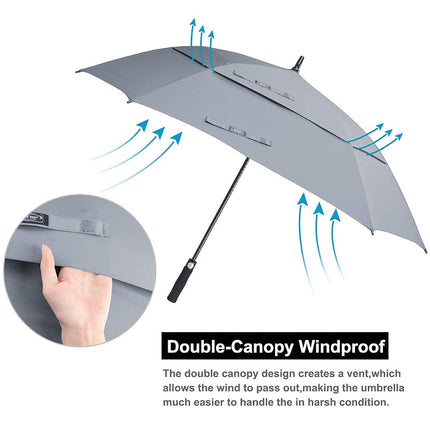 G4Free Extra Large Golf Umbrella 62/68 inch Vented Square Umbrella Windproof Auto Open Double Canopy Oversized Stick Umbrella