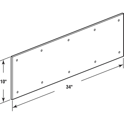 Prime-Line Products J 4622 Door Kick Plate, 10 X 34-Inch, Brite Brass on Aluminum