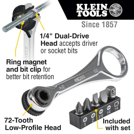 Klein Tools 85515 3-Piece Multi-Bit Impact Screwdriver Set with 8-in-1 Stubby, Mini Ratchet and 4-in-1 Electronics Screwdriver